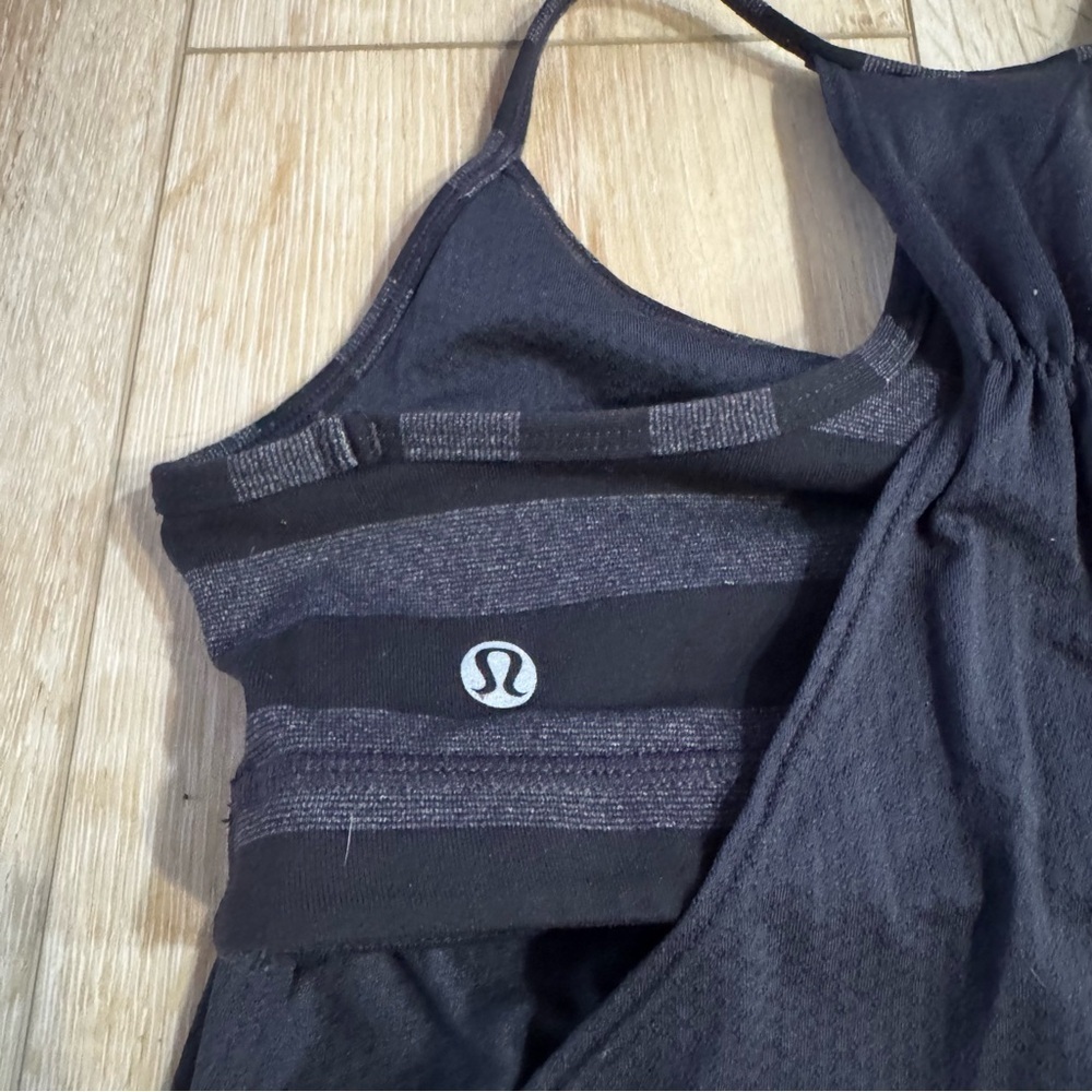 Lululemon black & gray tank top with attached sports bra, razor back, size 4. - Picture 9 of 14
